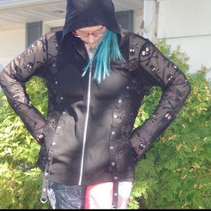 Royal Bones skull fishnet hoodie XL